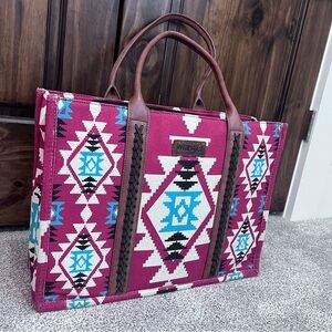 Wrangler Aztec Southern Patterned Tote Bag with Leather Accents